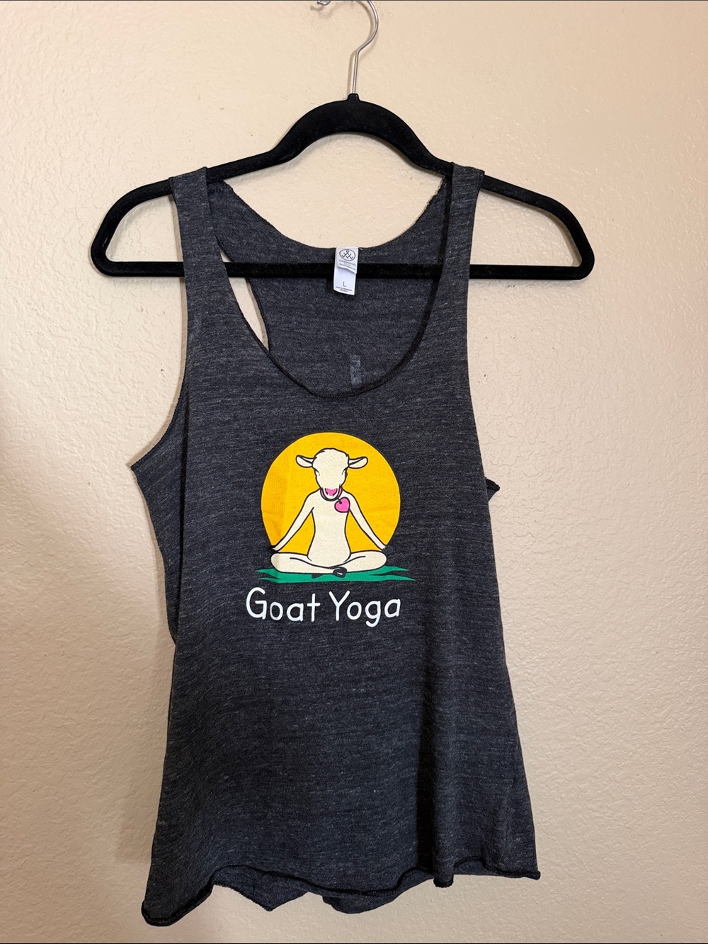 Goat Yoga Women's Charcoal Graphic Tank Top- Large